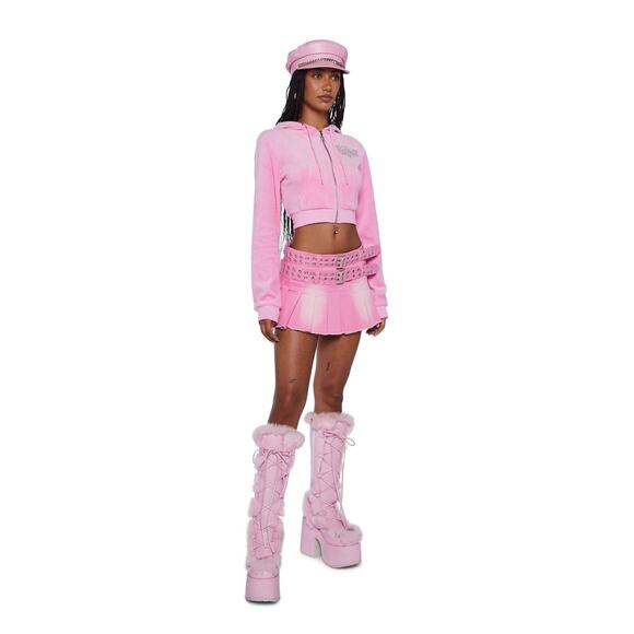 Dolls Kill X Bratz Keep It Glossy Velour Jacket - XS - Pink - Picture 2 of 5